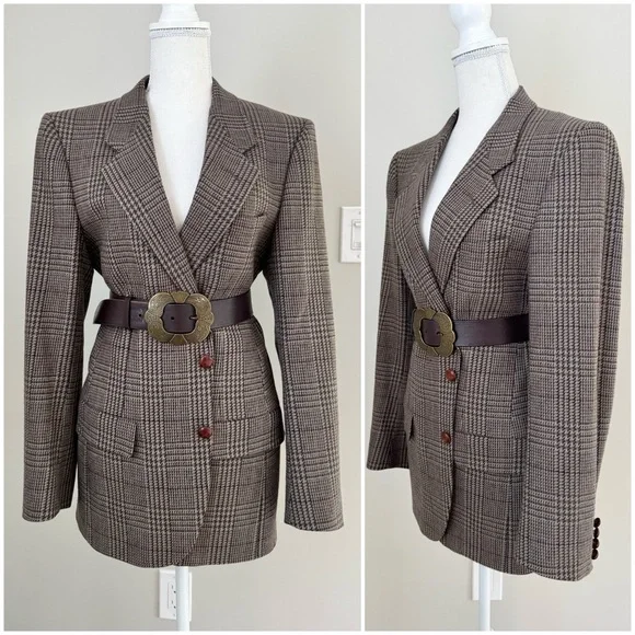 Vintage Valentino Uomo Plaid Tweed Wool
Sports Coat Blazer Jacket Houndstooth 38 - Picture 1 of 16